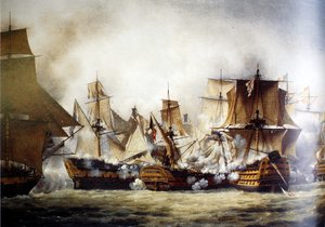 Escena de la batalla de Trafalgar de Louis Philippe Crepin